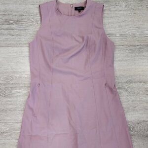 Theory Helaina Sleeveless Classic Suit Pink Wool Shift Dress Women's Size 8